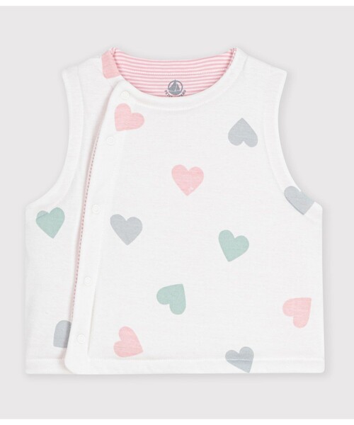 PETIT BATEAU(プチバトー)の「リバーシブルベスト(ベスト・キッズ・ホワイト×ピンク/ホワイト系その他・6MONTH/12MONTH/18MONTH)」の1枚目の写真