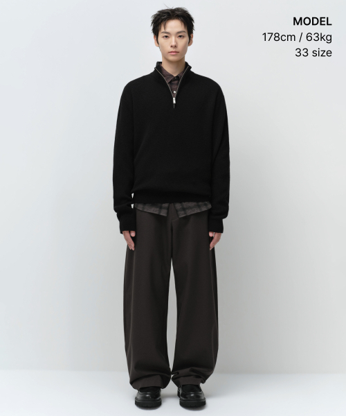MUSINSA STANDARD（ムシンサスタンダード）の「ウィップコードカーブドヒドゥンバンディングスラックス[ダークブラウン]（スラックス・メンズ・その他・33/34/36/38/28/29/30/31/32）」の2枚目の写真