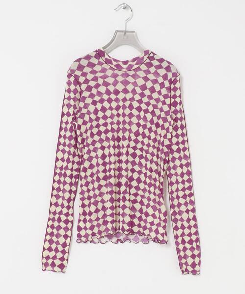 HAKUJI(ハクジ)の「HAKUJI DIAMOND PRINT RIB LONG-SLEEVE PULLOVER(Tシャツ/カットソー・レディース・ライトブルー/パープル・FREE)」の2枚目の写真