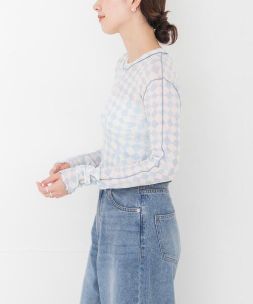 HAKUJI(ハクジ)の「HAKUJI DIAMOND PRINT RIB LONG-SLEEVE PULLOVER(Tシャツ/カットソー・レディース・ライトブルー/パープル・FREE)」の3枚目の写真