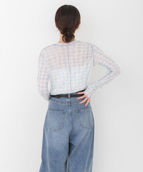 HAKUJI(ハクジ)の「HAKUJI DIAMOND PRINT RIB LONG-SLEEVE PULLOVER(Tシャツ/カットソー・レディース・ライトブルー/パープル・FREE)」の4枚目の写真