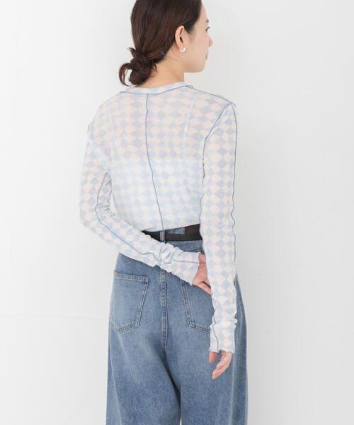 HAKUJI(ハクジ)の「HAKUJI DIAMOND PRINT RIB LONG-SLEEVE PULLOVER(Tシャツ/カットソー・レディース・ライトブルー/パープル・FREE)」の5枚目の写真