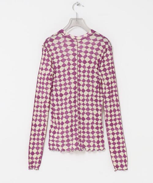 HAKUJI(ハクジ)の「HAKUJI DIAMOND PRINT RIB LONG-SLEEVE PULLOVER(Tシャツ/カットソー・レディース・ライトブルー/パープル・FREE)」の11枚目の写真