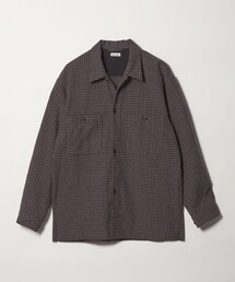 <Steven Alan> ウォッシュド ウール チェック オープンカラー オーバー シャツ