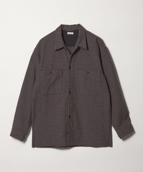 Steven Alan(スティーブンアラン)の「<Steven Alan> ウォッシュド ウール チェック オープンカラー オーバー シャツ(シャツ/ブラウス・メンズ・ダークブラウン/オリーブ・XL/L/M/S)」の1枚目の写真