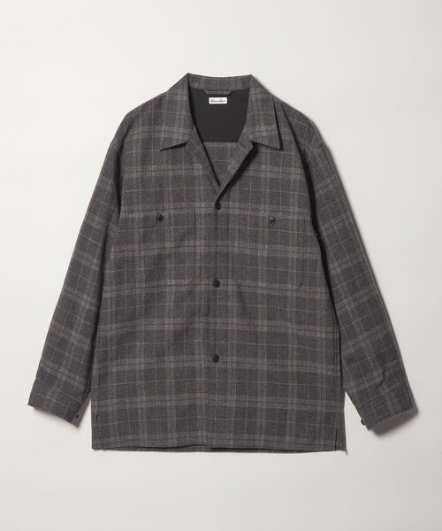Steven Alan(スティーブンアラン)の「<Steven Alan> ウォッシュド ウール チェック オープンカラー オーバー シャツ(シャツ/ブラウス・メンズ・ダークブラウン/オリーブ・XL/L/M/S)」の2枚目の写真