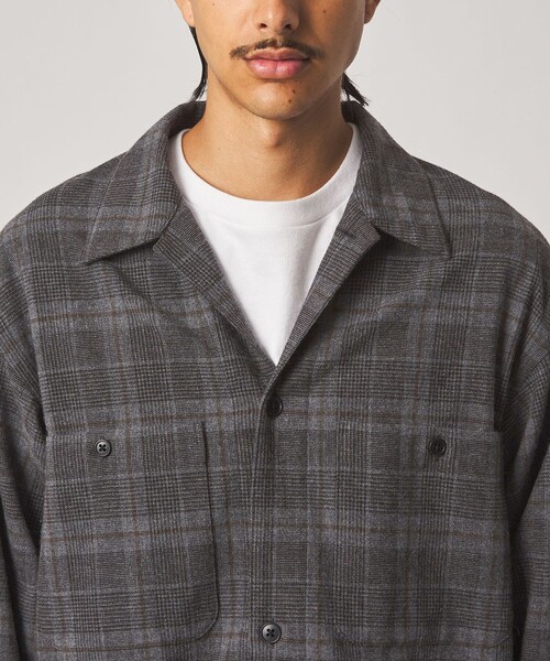Steven Alan(スティーブンアラン)の「<Steven Alan> ウォッシュド ウール チェック オープンカラー オーバー シャツ(シャツ/ブラウス・メンズ・ダークブラウン/オリーブ・XL/L/M/S)」の13枚目の写真