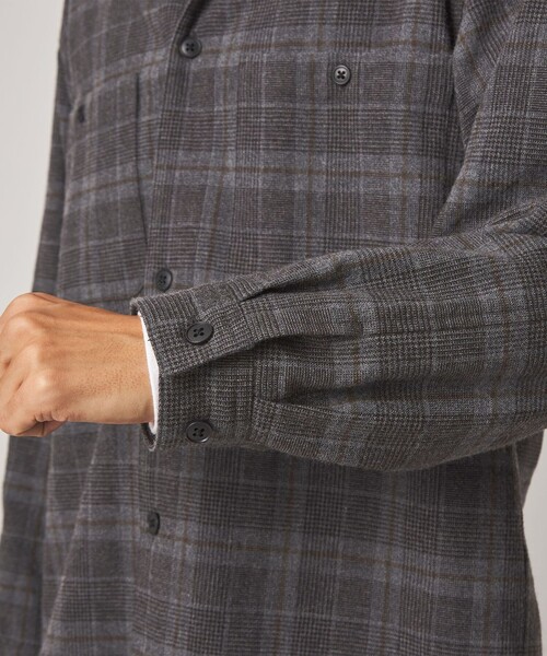Steven Alan(スティーブンアラン)の「<Steven Alan> ウォッシュド ウール チェック オープンカラー オーバー シャツ(シャツ/ブラウス・メンズ・ダークブラウン/オリーブ・XL/L/M/S)」の6枚目の写真