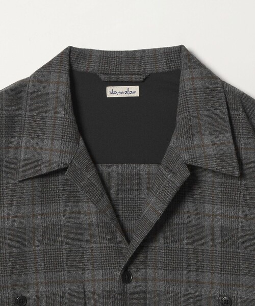 Steven Alan(スティーブンアラン)の「<Steven Alan> ウォッシュド ウール チェック オープンカラー オーバー シャツ(シャツ/ブラウス・メンズ・ダークブラウン/オリーブ・XL/L/M/S)」の9枚目の写真