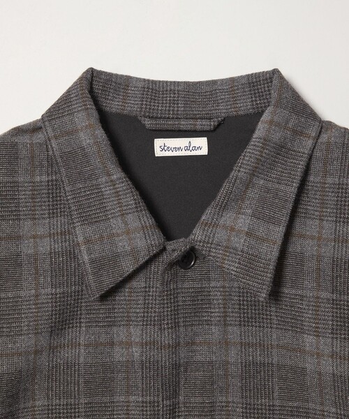 Steven Alan(スティーブンアラン)の「<Steven Alan> ウォッシュド ウール チェック オープンカラー オーバー シャツ(シャツ/ブラウス・メンズ・ダークブラウン/オリーブ・XL/L/M/S)」の4枚目の写真