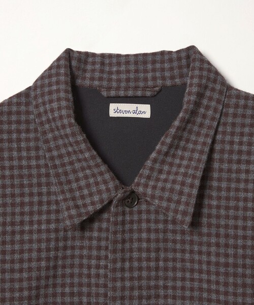 Steven Alan(スティーブンアラン)の「<Steven Alan> ウォッシュド ウール チェック オープンカラー オーバー シャツ(シャツ/ブラウス・メンズ・ダークブラウン/オリーブ・XL/L/M/S)」の10枚目の写真