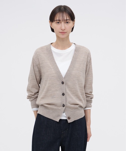 MARGARET HOWELL(マーガレットハウエル)の「FINE WOOL(カーディガン/ボレロ・レディース・ダークブラウン/ナチュラル・2)」の2枚目の写真