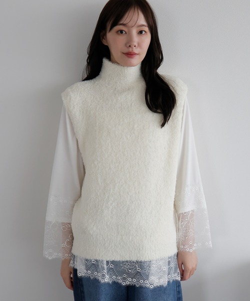 AMUU. PRECIEUSE(アムープレシューズ)の「【ZOZO限定カラー】カールボアハイネックニットベスト(ベスト・レディース・キャメル/アイボリー/ブラック/ブラウン・FREE)」の20枚目の写真