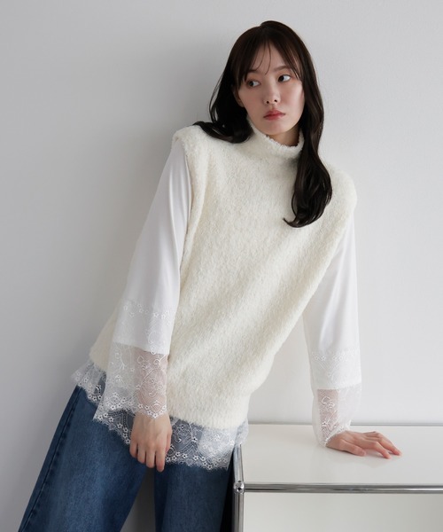 AMUU. PRECIEUSE(アムープレシューズ)の「【ZOZO限定カラー】カールボアハイネックニットベスト(ベスト・レディース・キャメル/アイボリー/ブラック/ブラウン・FREE)」の21枚目の写真