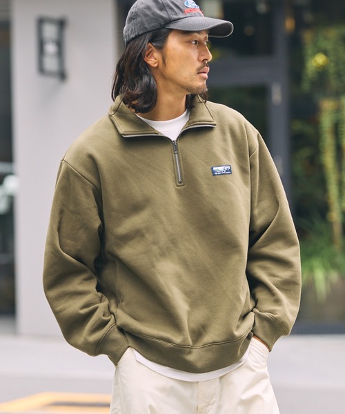 THE CRAFT CREW PRODUCTS（ザクラフトクループロダクツ）の「【MULTI FUNCTIONALシリーズ】USAコットン ヘビーウェイト オーバーサイズ ハーフジップスウェット/ 吸水速乾【THE CRAFT CREW PRODUCTS】（スウェット・メンズ・グレー/ブラック/チャコール/グレイッシュベージュ/ネイビー/キャメル/オリーブ・L/M/S）」の16枚目の写真