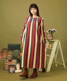 Raya ancha ボーダー×ストライプカットソーワンピース