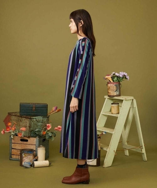 Jocomomola（ホコモモラ）の「Raya ancha ボーダー×ストライプカットソーワンピース（ワンピース・レディース・ブルー/レッド・40）」の19枚目の写真