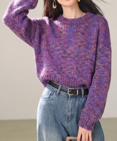 LUCPY（ラクピー）の「ミックスカラーメランジニットプルオーバー（その他トップス・レディース・パープル・MEDIUM/SMALL/X-LARGE/LARGE）」の2枚目の写真