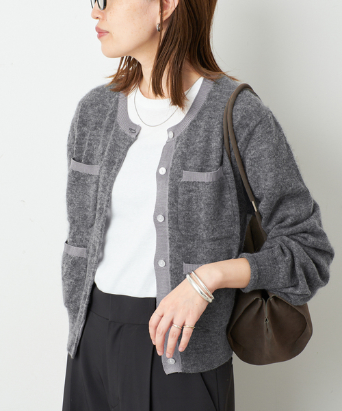 SLOBE IENA（スローブイエナ）の「tyn.TGOR/トゴール SLOBE別注 ポケットカーディガン（カーディガン/ボレロ・レディース・ライトグレー/ピンク/レッド/グリーン・FREE）」の18枚目の写真