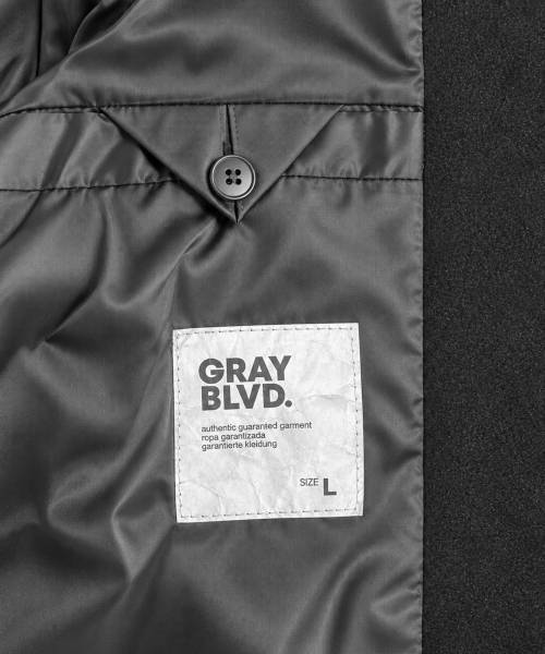 GRAYBLVD(グレイブラバット)の「LOWELL ウールブレンド シングルロングコート (ブラック)(チェスターコート・レディース・その他・MEDIUM/LARGE/X-LARGE)」の6枚目の写真