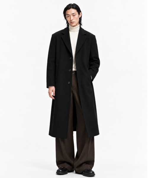 GRAYBLVD(グレイブラバット)の「LOWELL ウールブレンド シングルロングコート (ブラック)(チェスターコート・レディース・その他・MEDIUM/LARGE/X-LARGE)」の7枚目の写真