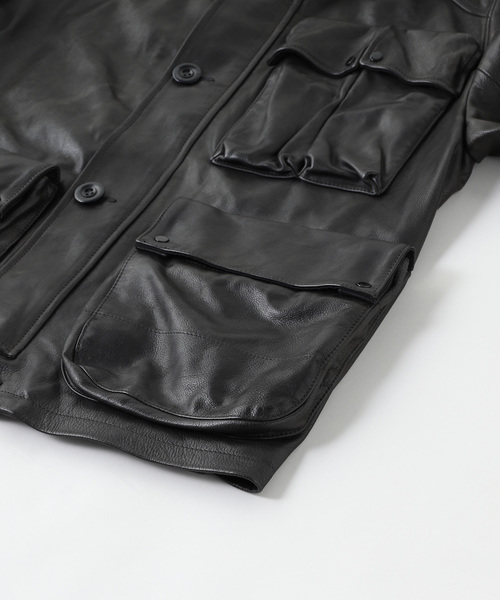C.P. COMPANY(シーピーカンパニー)の「C.P.Company / シーピーカンパニー OW MEDIUM JACKET IN LEATHER(ライダースジャケット・メンズ・ブラック・MEDIUM)」の5枚目の写真