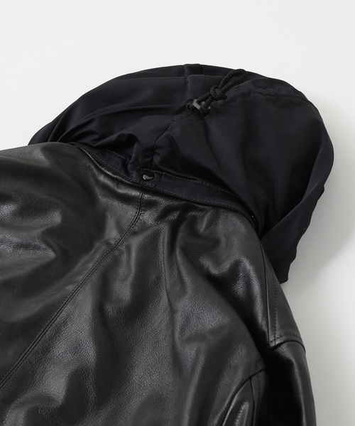 C.P. COMPANY(シーピーカンパニー)の「C.P.Company / シーピーカンパニー OW MEDIUM JACKET IN LEATHER(ライダースジャケット・メンズ・ブラック・MEDIUM)」の6枚目の写真