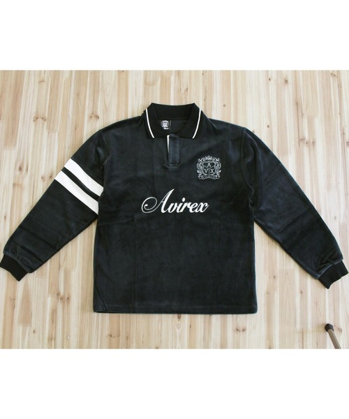 AVIREX(アヴィレックス)の「VELOUR SKIPPER POLO(ポロシャツ・メンズ・グレー/ブラック・XL/M/L)」の5枚目の写真