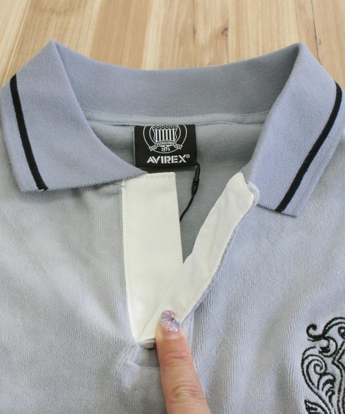 AVIREX(アヴィレックス)の「VELOUR SKIPPER POLO(ポロシャツ・メンズ・グレー/ブラック・XL/M/L)」の10枚目の写真