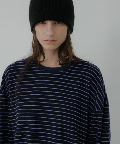 lit(リット)の「Pile Border TEE(Tシャツ/カットソー・レディース・ダークグレー/ネイビー/ブラウン・FREE)」の3枚目の写真