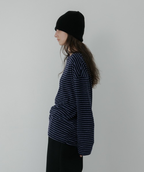 lit(リット)の「Pile Border TEE(Tシャツ/カットソー・レディース・ダークグレー/ネイビー/ブラウン・FREE)」の21枚目の写真