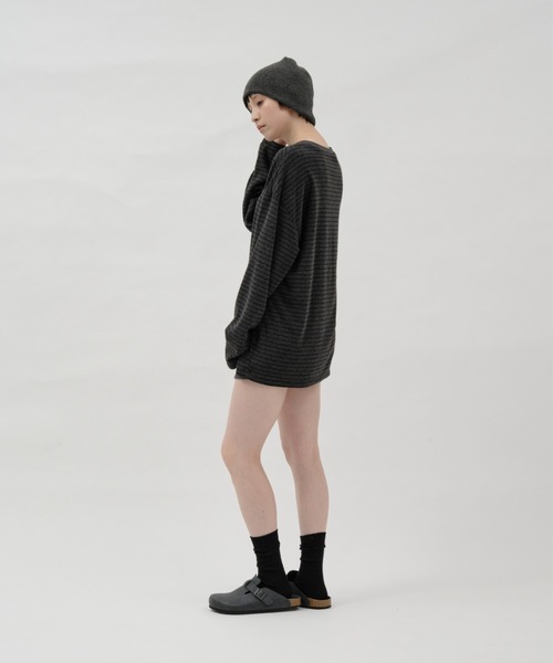 lit(リット)の「Pile Border TEE(Tシャツ/カットソー・レディース・ダークグレー/ネイビー/ブラウン・FREE)」の9枚目の写真