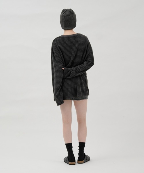 lit(リット)の「Pile Border TEE(Tシャツ/カットソー・レディース・ダークグレー/ネイビー/ブラウン・FREE)」の10枚目の写真