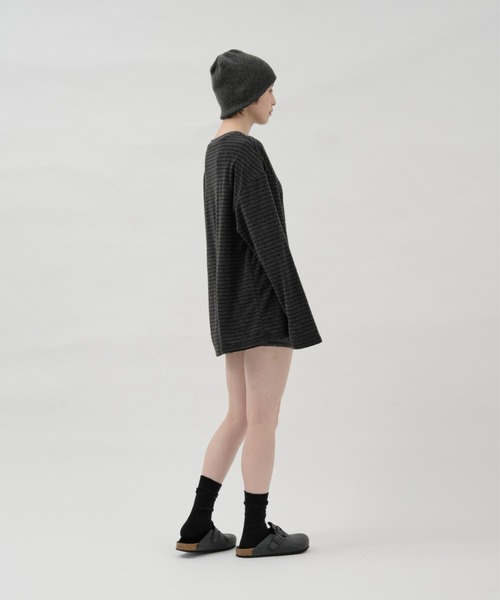 lit(リット)の「Pile Border TEE(Tシャツ/カットソー・レディース・ダークグレー/ネイビー/ブラウン・FREE)」の8枚目の写真