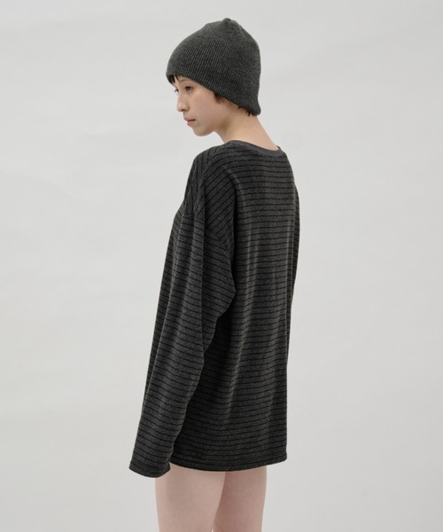 lit(リット)の「Pile Border TEE(Tシャツ/カットソー・レディース・ダークグレー/ネイビー/ブラウン・FREE)」の5枚目の写真