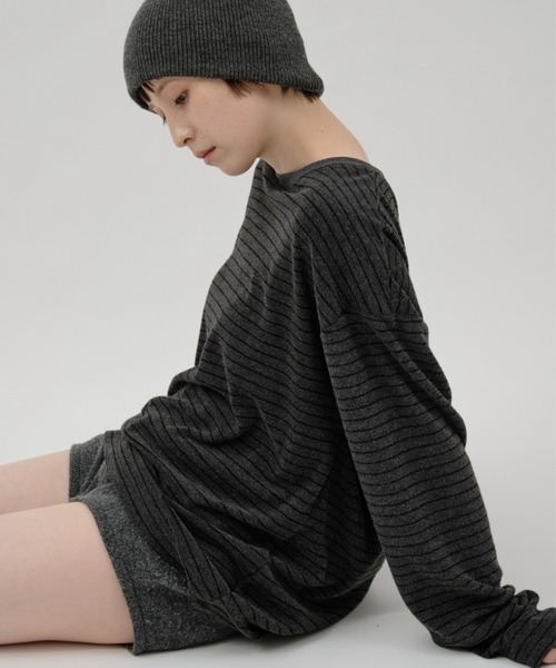 lit(リット)の「Pile Border TEE(Tシャツ/カットソー・レディース・ダークグレー/ネイビー/ブラウン・FREE)」の7枚目の写真