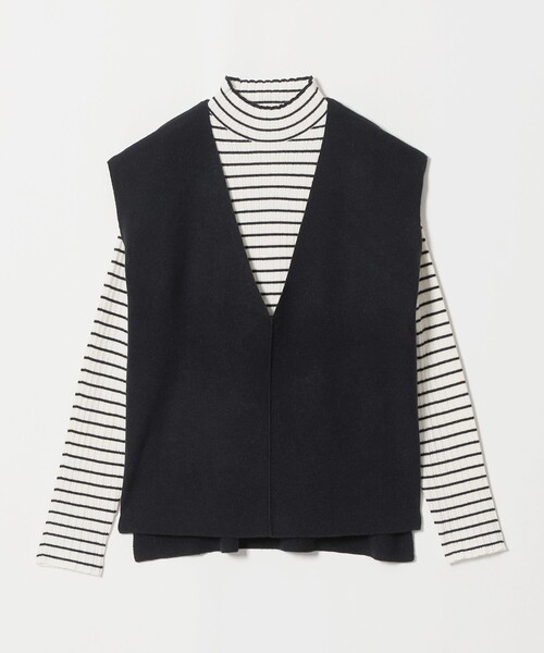 A DAY IN THE LIFE UNITED ARROWS(アデイインザライフユナイテッドアローズ)の「ベスト+ハイネックニット ‐セットアイテム・ウォッシャブル‐<A DAY IN THE LIFE>(ニット/セーター・レディース・ブラック/ナチュラル/グレー系/モカ・FREE)」の1枚目の写真