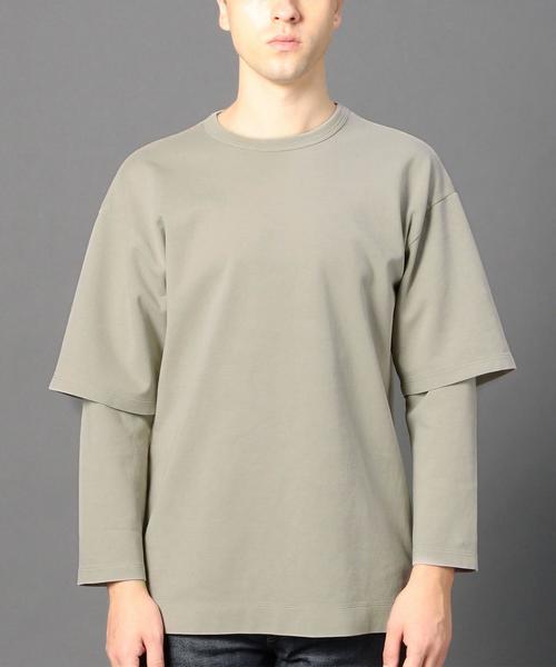 MONKEY TIME(モンキータイム)の「<monkey time> オーバーダイ レイヤード クルーネック 9分袖◆(Tシャツ/カットソー・メンズ・ベージュ/オリーブ・X-LARGE/LARGE/MEDIUM/SMALL)」の2枚目の写真