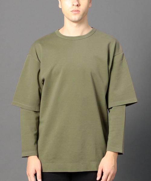 MONKEY TIME(モンキータイム)の「<monkey time> オーバーダイ レイヤード クルーネック 9分袖◆(Tシャツ/カットソー・メンズ・ベージュ/オリーブ・X-LARGE/LARGE/MEDIUM/SMALL)」の1枚目の写真