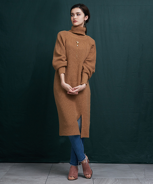 UNITED TOKYO(ユナイテッドトウキョウ)の「タートルニットロングワンピース(ワンピース・レディース・ベージュ/ダークグレー/ライトグレー・1)」の13枚目の写真