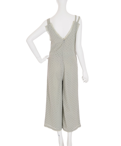 dazzlin（ダズリン）の「深Ｖネックレースコンビネゾン（つなぎ/オールインワン・レディース・ミント/ブラック/オフホワイト・MEDIUM/SMALL）」の9枚目の写真