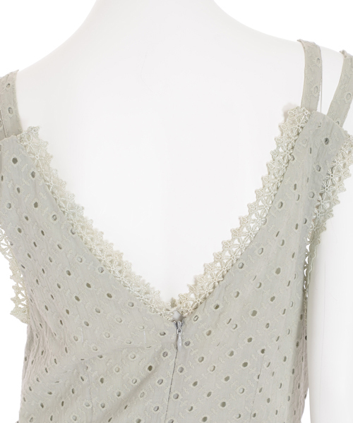 dazzlin（ダズリン）の「深Ｖネックレースコンビネゾン（つなぎ/オールインワン・レディース・ミント/ブラック/オフホワイト・MEDIUM/SMALL）」の11枚目の写真