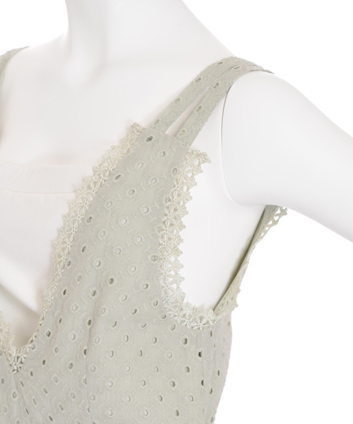 dazzlin（ダズリン）の「深Ｖネックレースコンビネゾン（つなぎ/オールインワン・レディース・ミント/ブラック/オフホワイト・MEDIUM/SMALL）」の12枚目の写真