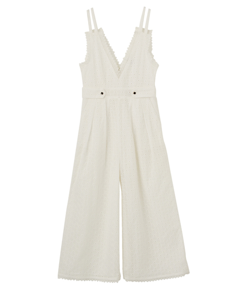 dazzlin（ダズリン）の「深Ｖネックレースコンビネゾン（つなぎ/オールインワン・レディース・ミント/ブラック/オフホワイト・MEDIUM/SMALL）」の16枚目の写真