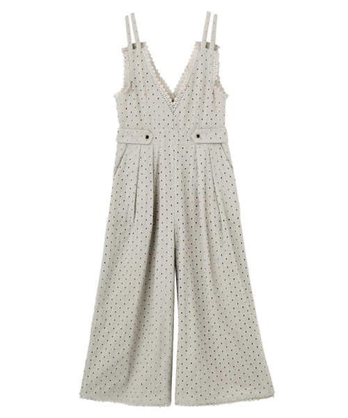 dazzlin（ダズリン）の「深Ｖネックレースコンビネゾン（つなぎ/オールインワン・レディース・ミント/ブラック/オフホワイト・MEDIUM/SMALL）」の18枚目の写真