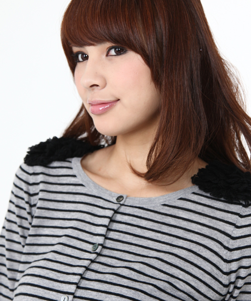 green label relaxing（グリーンレーベルリラクシング）の「D/G PJ W/S/CA ボーダーカーディガン GLAU GLRI（カーディガン/ボレロ・レディース・チャコールグレー×ブラック/ブラック・38/40）」の7枚目の写真