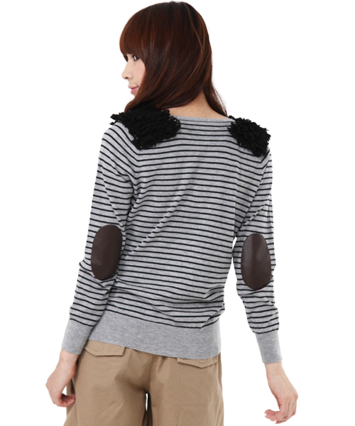 green label relaxing（グリーンレーベルリラクシング）の「D/G PJ W/S/CA ボーダーカーディガン GLAU GLRI（カーディガン/ボレロ・レディース・チャコールグレー×ブラック/ブラック・38/40）」の6枚目の写真