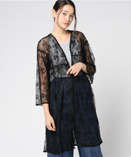 VENCEEXCHANGE（ヴァンスエクスチェンジ）の「レースチュールガウン                     （カーディガン/ボレロ・レディース・ブラック/ホワイト・MEDIUM）」の11枚目の写真