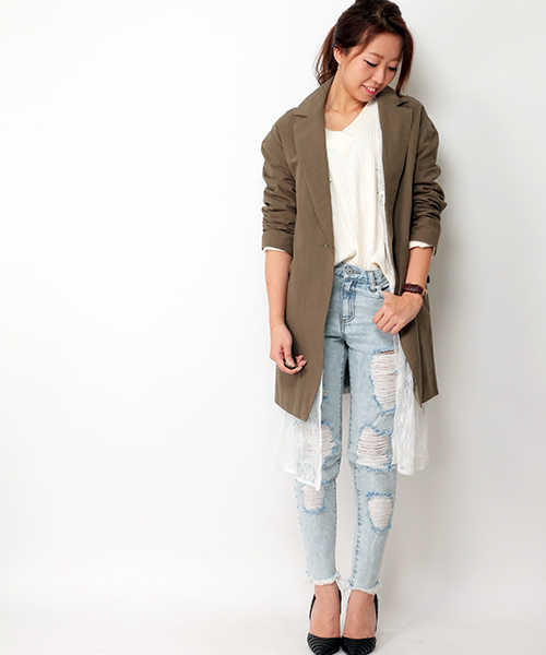 VENCEEXCHANGE（ヴァンスエクスチェンジ）の「レースチュールガウン                     （カーディガン/ボレロ・レディース・ブラック/ホワイト・MEDIUM）」の12枚目の写真