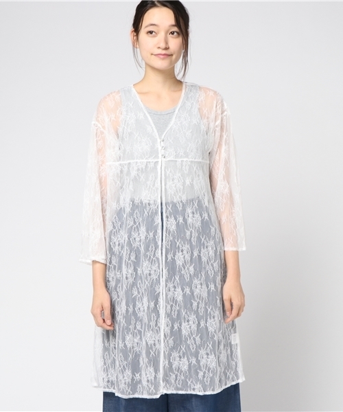 VENCEEXCHANGE（ヴァンスエクスチェンジ）の「レースチュールガウン                     （カーディガン/ボレロ・レディース・ブラック/ホワイト・MEDIUM）」の3枚目の写真